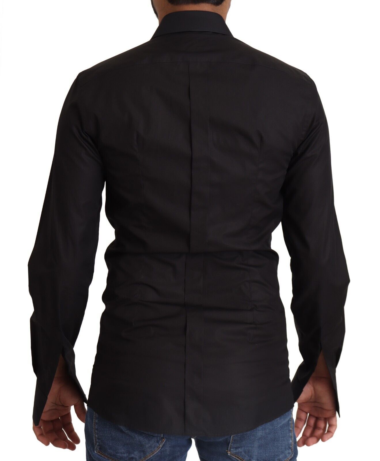  - Elegant Slim Fit Black Cotton Dress Shirt