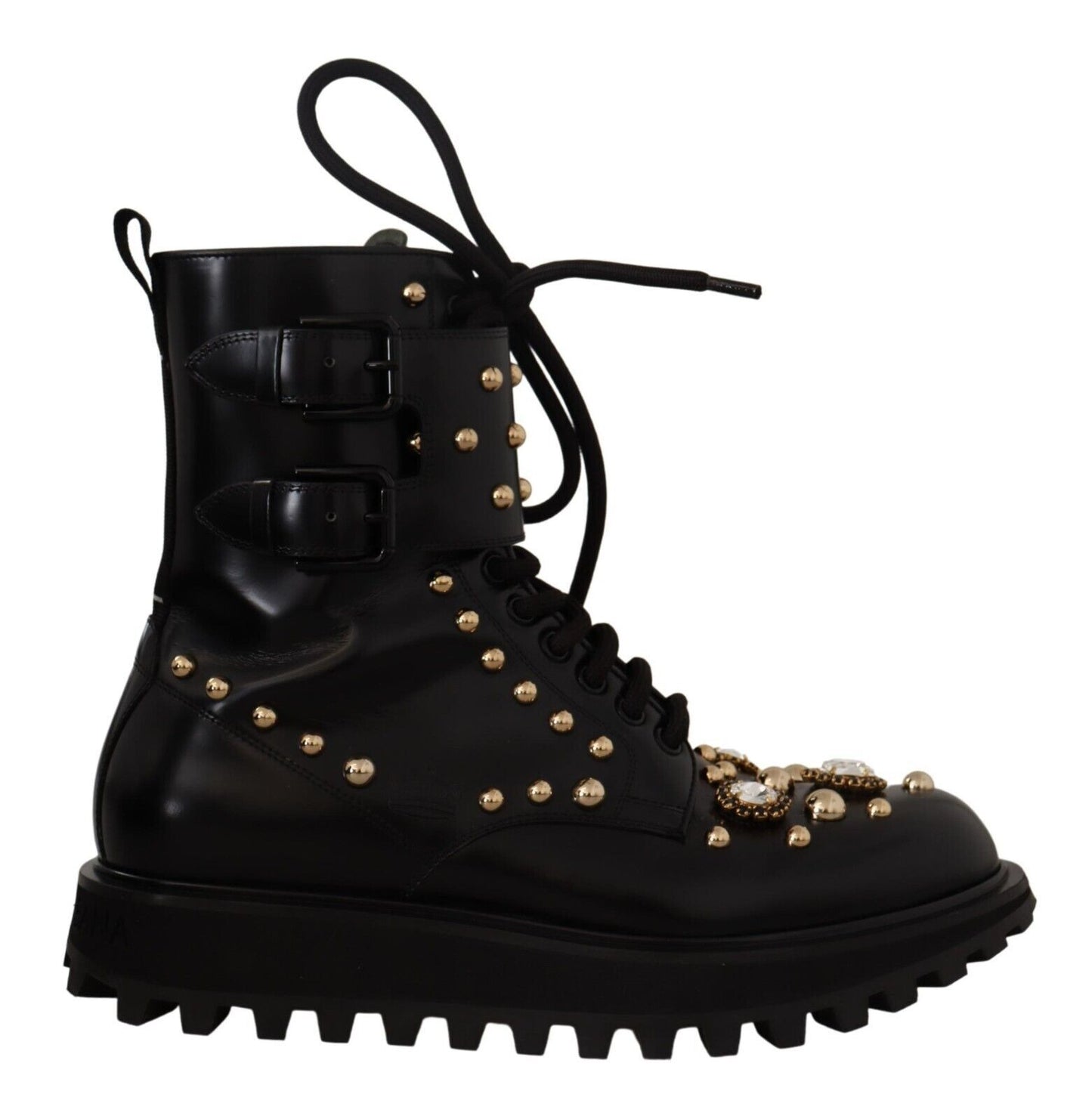  - Black Crystal-Studded Formal Boots