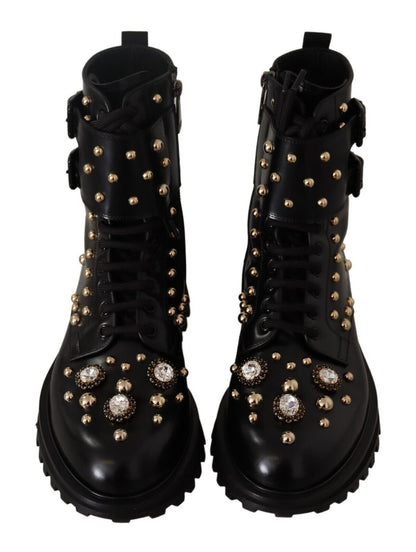  - Black Crystal-Studded Formal Boots