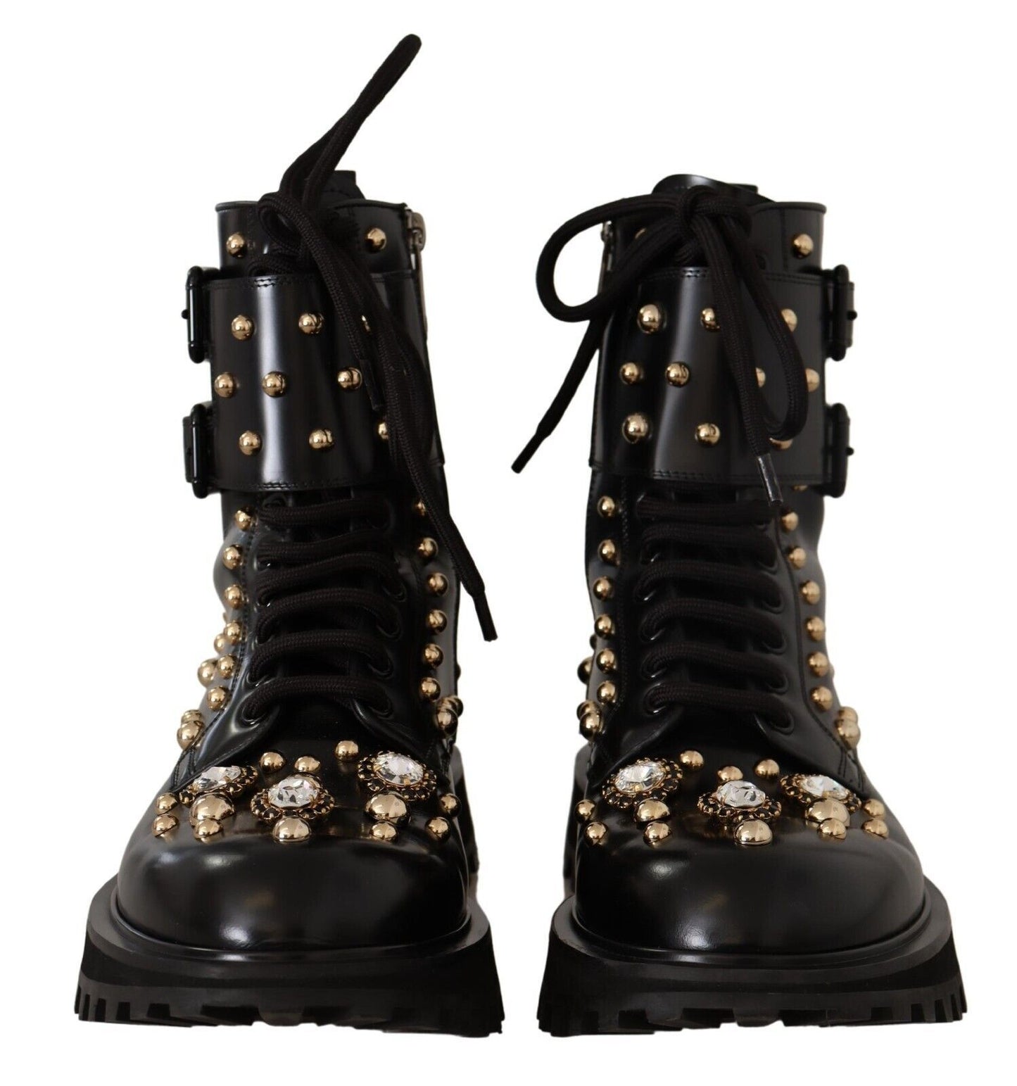  - Black Crystal-Studded Formal Boots