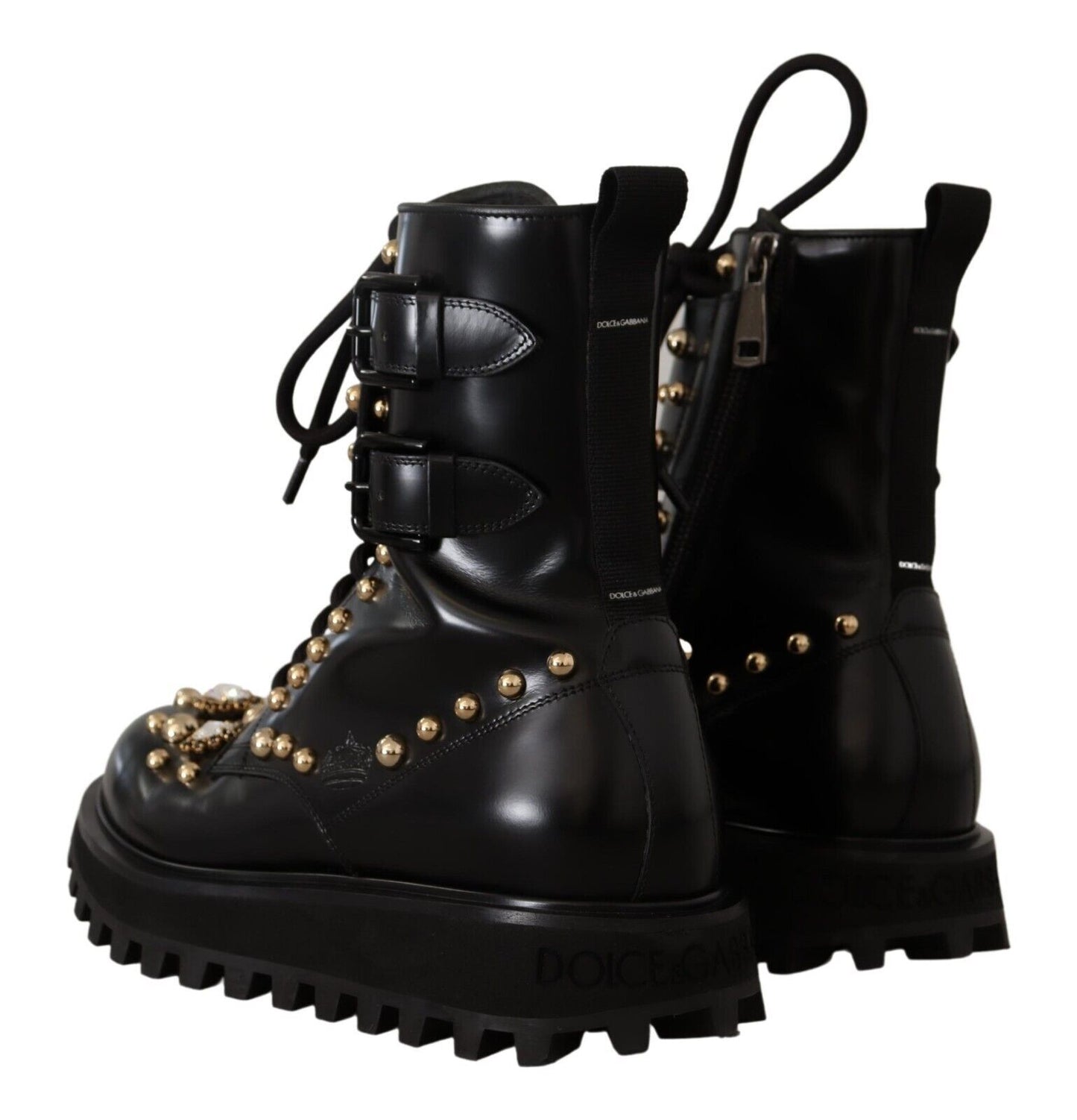  - Black Crystal-Studded Formal Boots