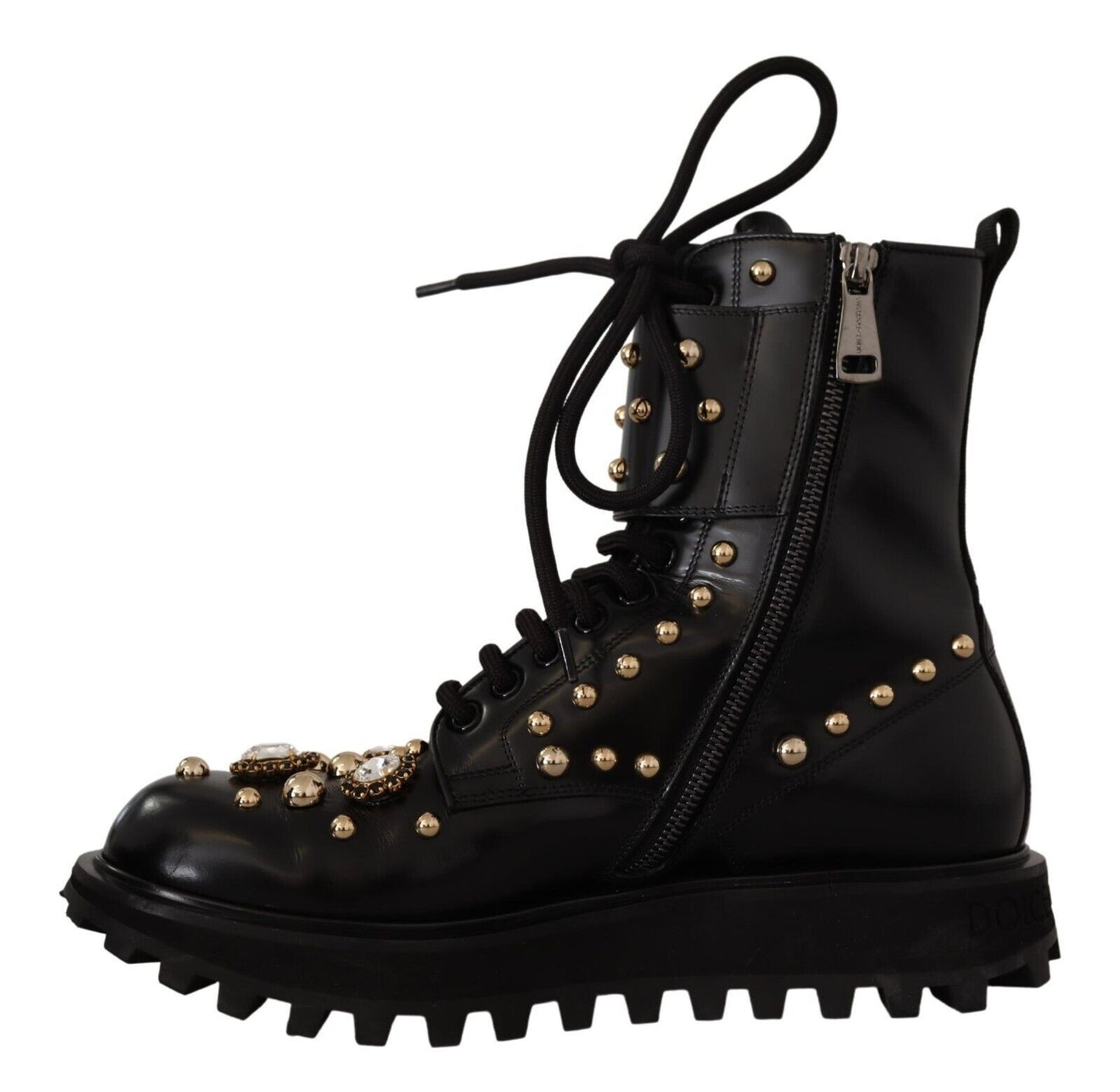  - Black Crystal-Studded Formal Boots