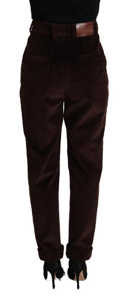  - Elegant Bordeaux High-Waisted Corduroy Pants