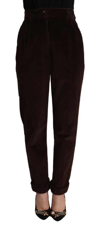  - Elegant Bordeaux High-Waisted Corduroy Pants