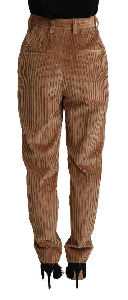  - Elegant High-Waisted Tapered Corduroy Pants