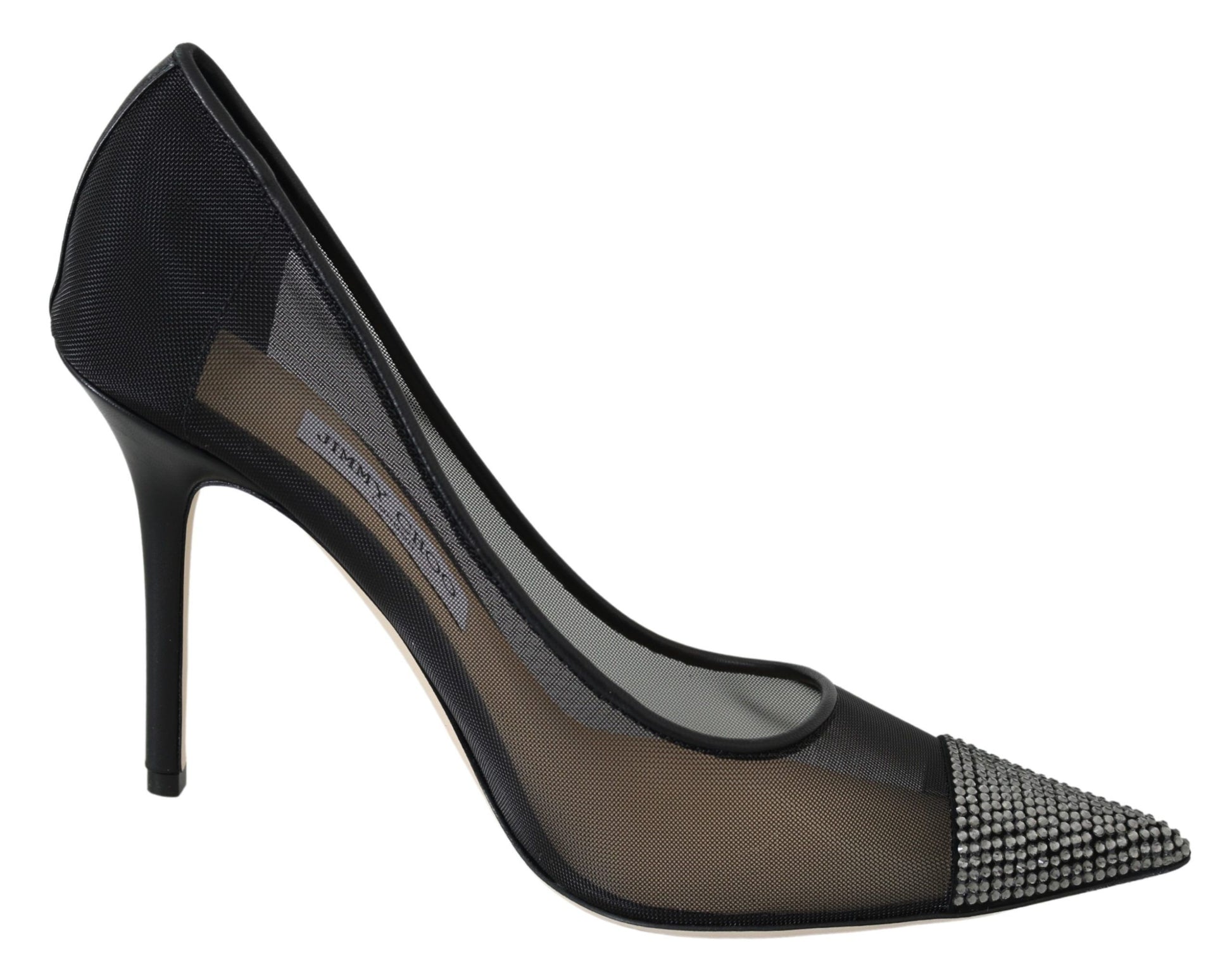 Black Mesh Crystal Pumps