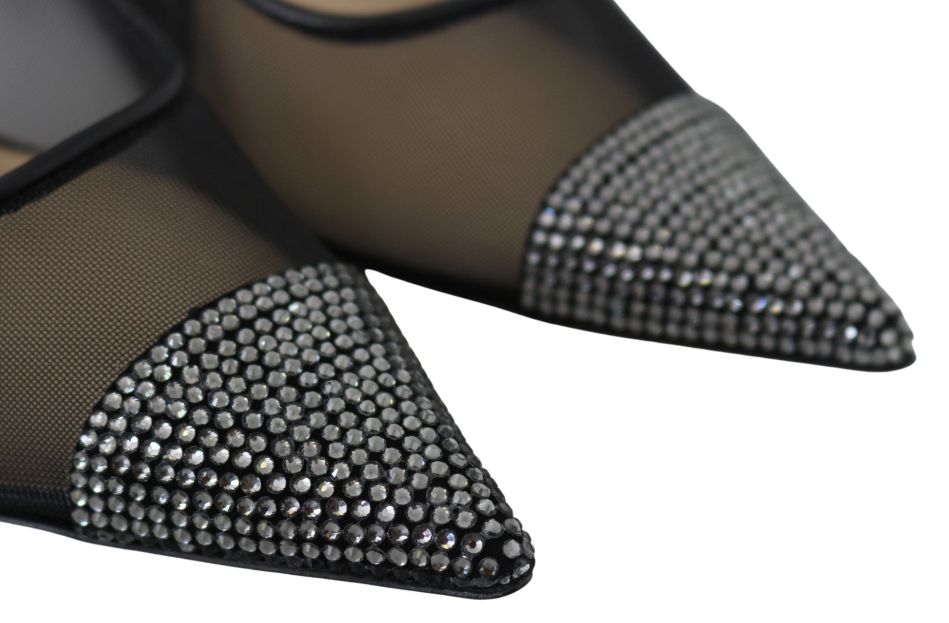 Black Mesh Crystal Pumps