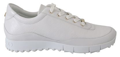Jimmy Choo Elegant White Monza Olel Leather Sneakers