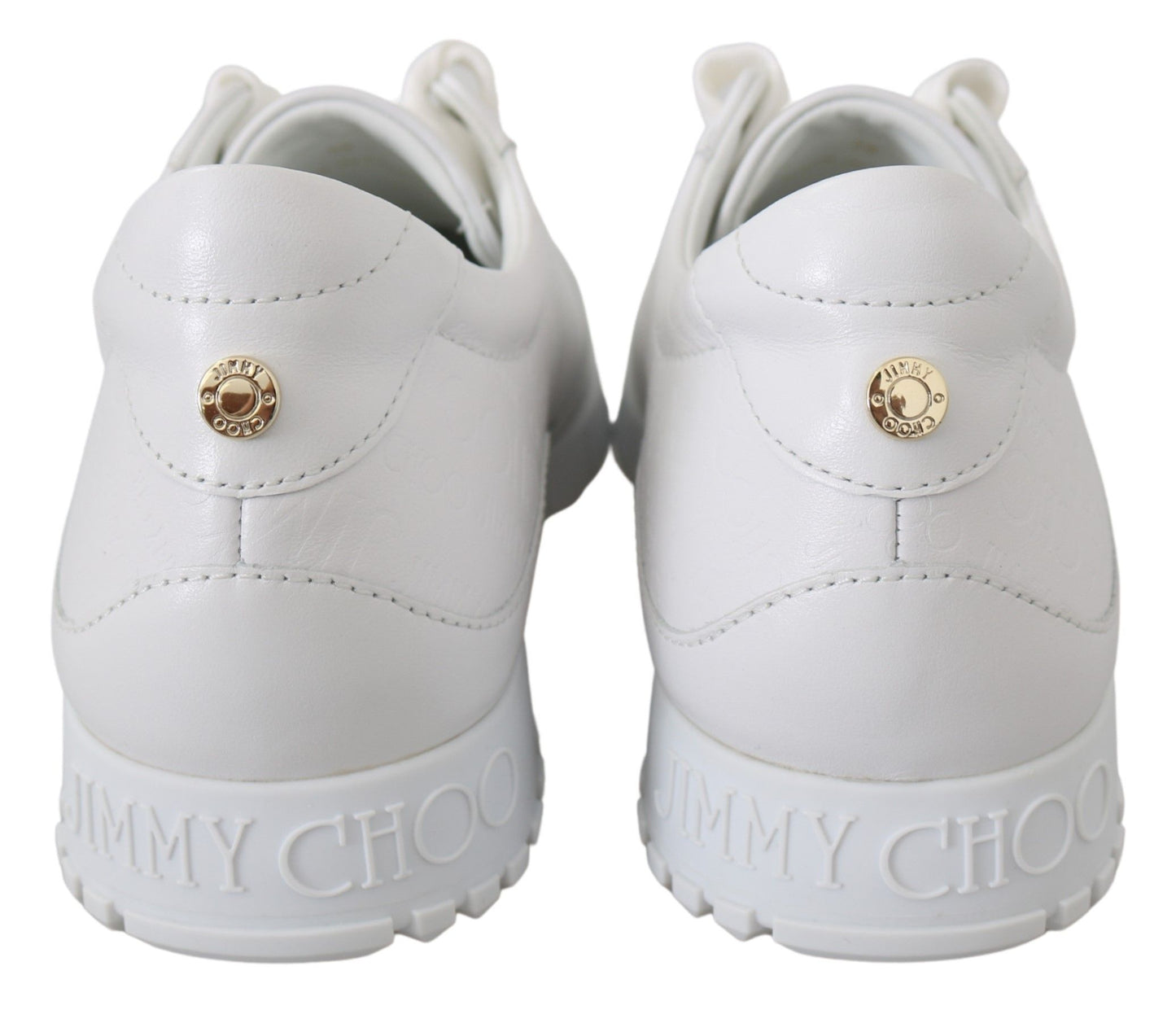 Jimmy Choo Elegant White Monza Olel Leather Sneakers
