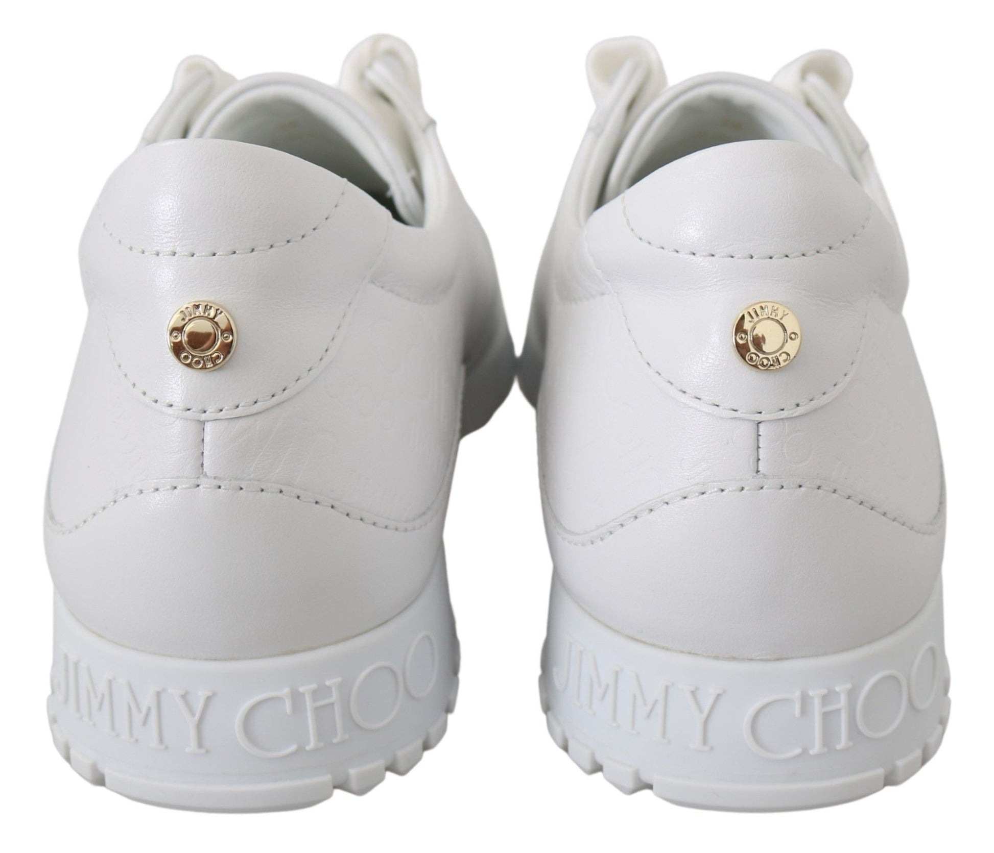 Jimmy Choo Elegant White Monza Olel Leather Sneakers