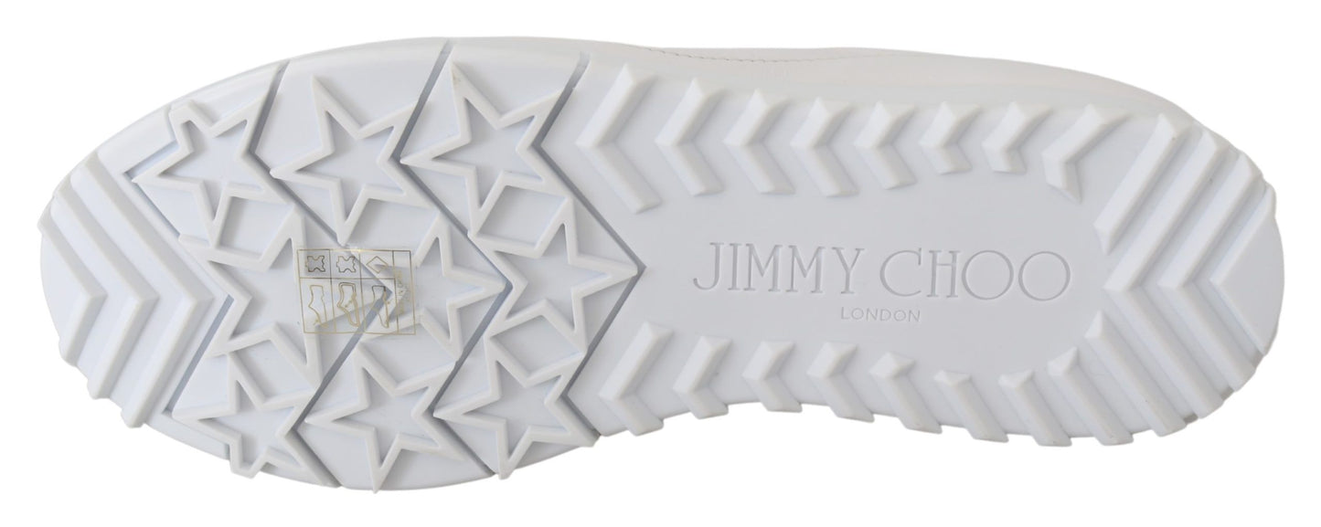 Jimmy Choo Elegant White Monza Olel Leather Sneakers