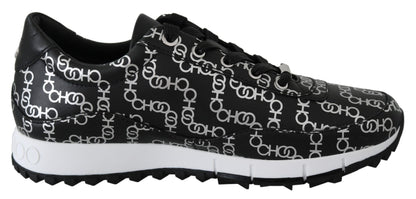  - Elegant Black & Silver Leather Sneakers