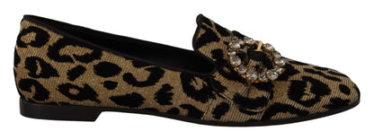  - Elegant Leopard Crystal Gem Loafers