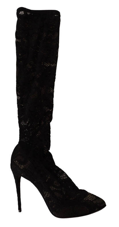  - Elegant Stretch Sock Boots in Sleek Black