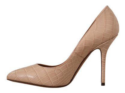  - Elegant Beige Nude Leather Pumps