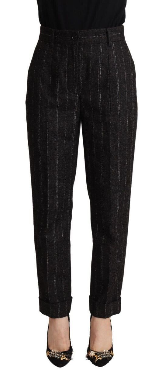  - Elegant High-Waisted Striped Tapered Pants