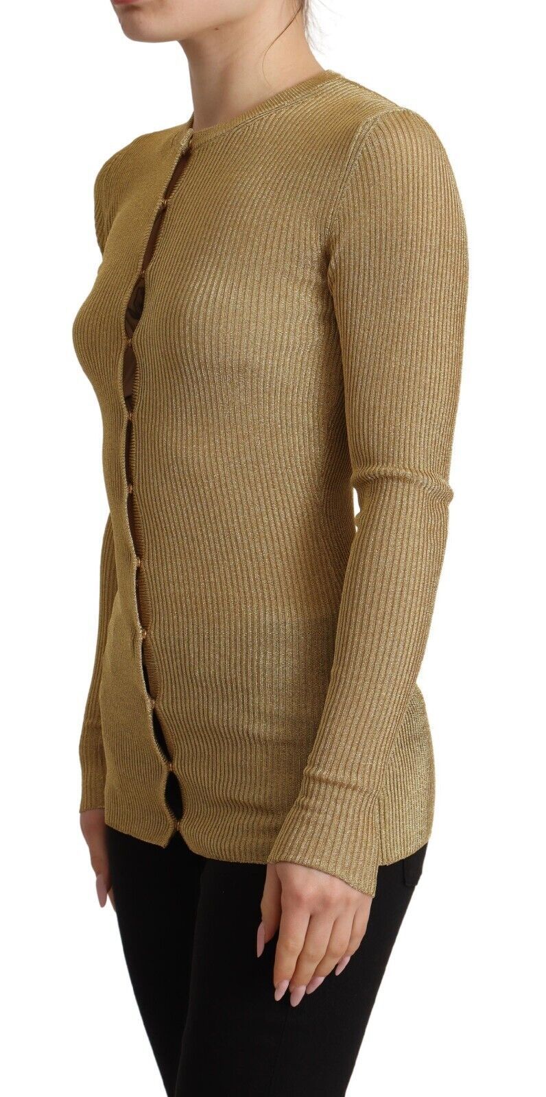  - Glamorous Gold Snap-Button Cardigan