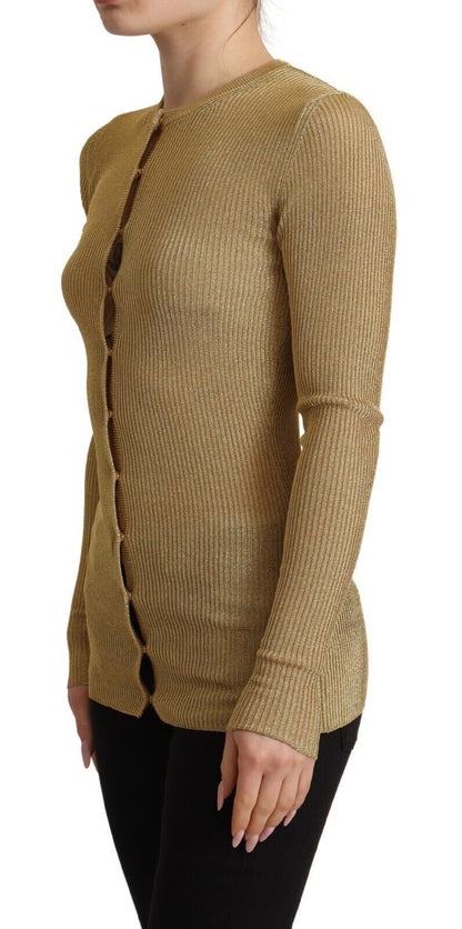  - Glamorous Gold Snap-Button Cardigan
