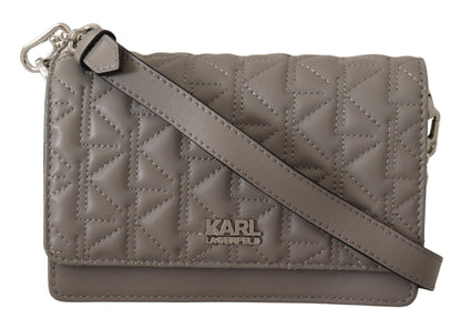  - Elegant Grey Leather Crossbody Bag