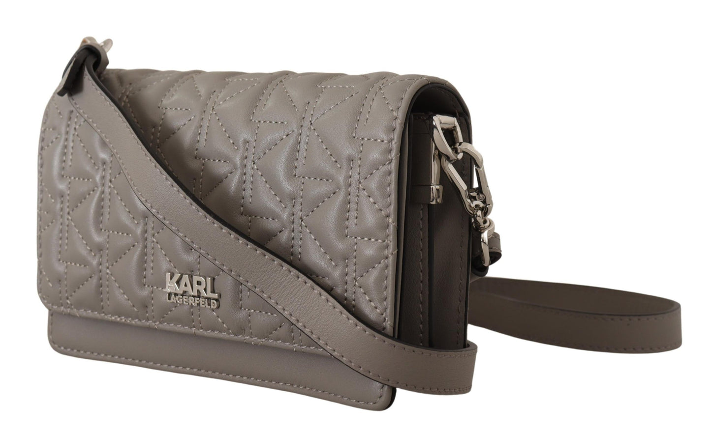  - Elegant Grey Leather Crossbody Bag