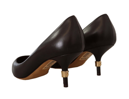  - Elegant Brown Leather Heels Pumps