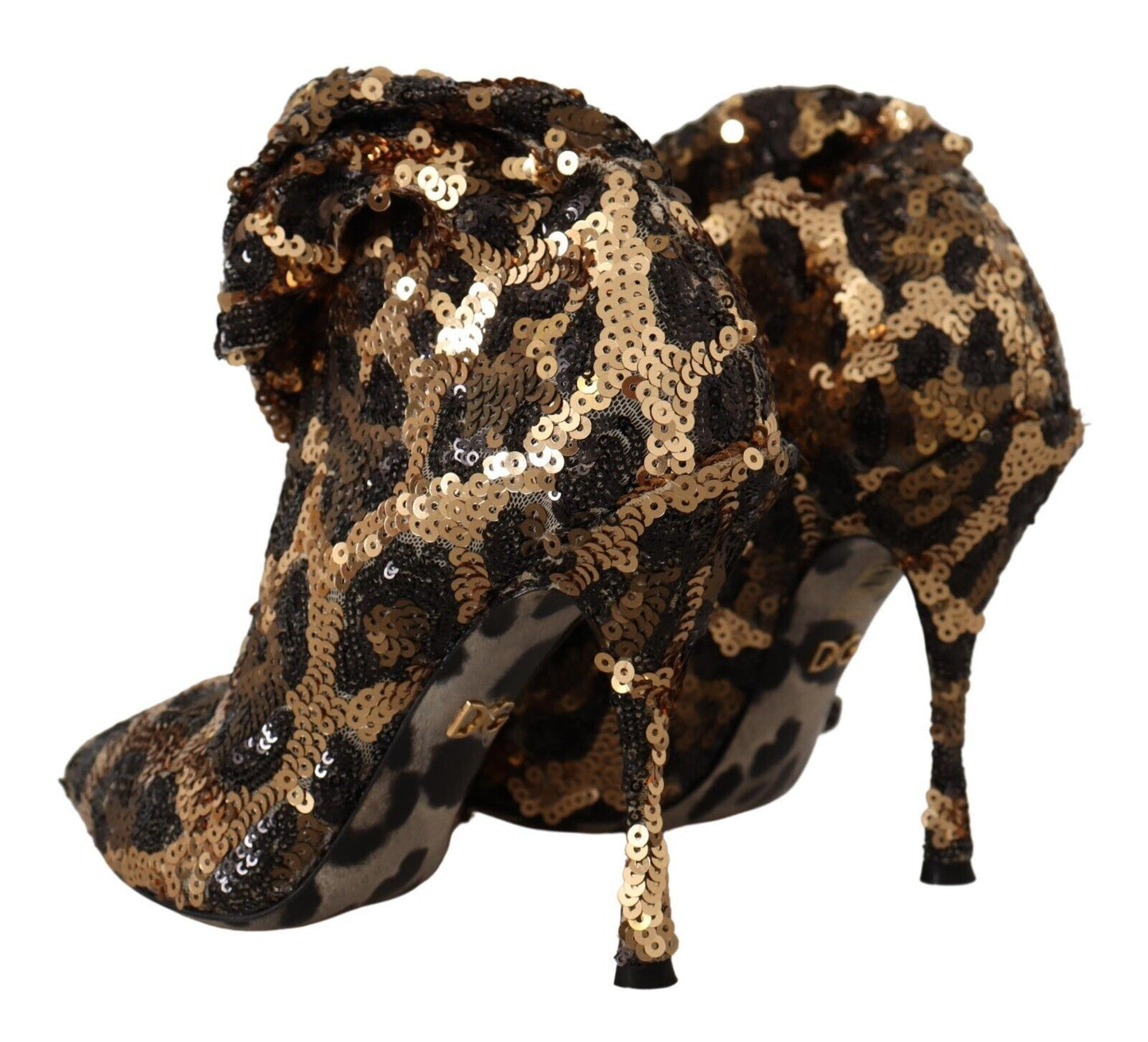  - Elegant Leopard Sequin Knee-High Boots