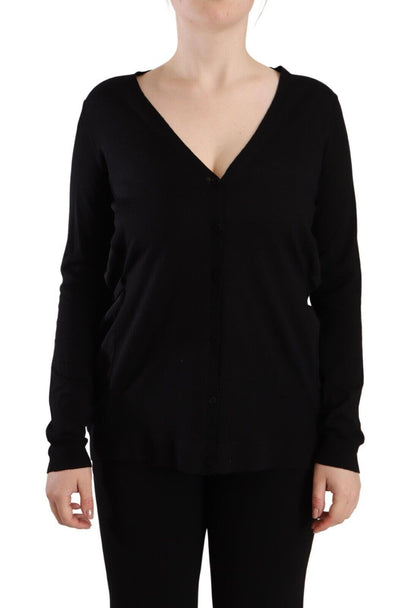  - Elegant Black V-Neck Wool Pullover