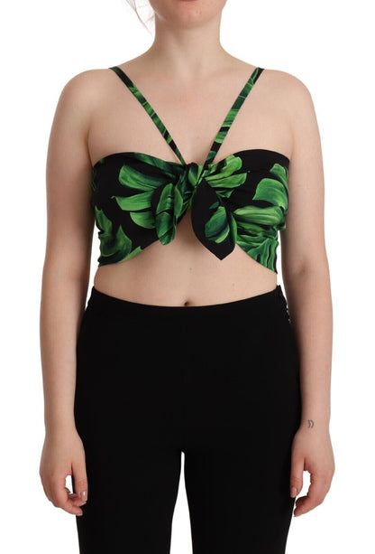 Elegant Leaf Print Halter Cropped Top - The Luxe Alliance