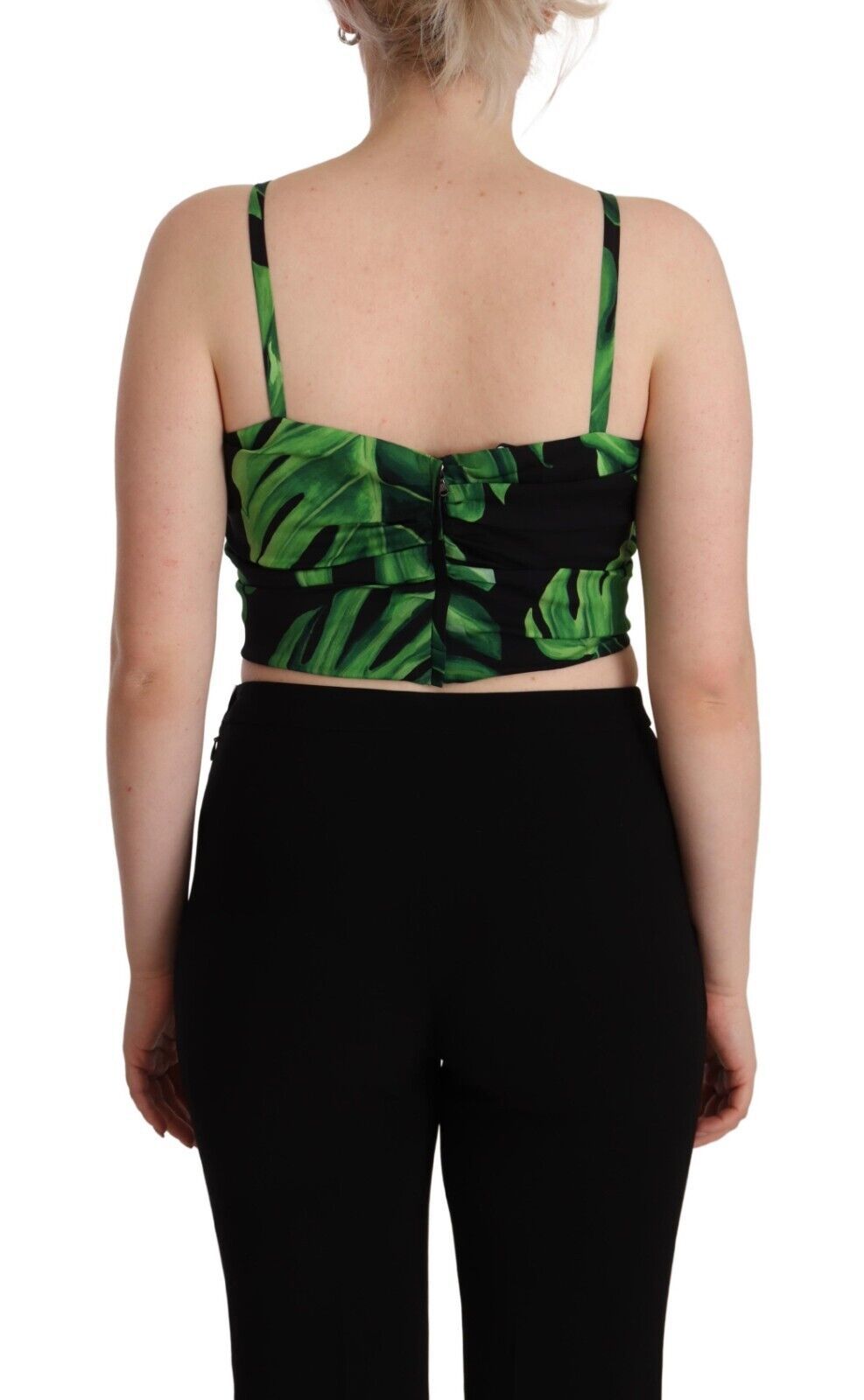 Elegant Leaf Print Halter Cropped Top - The Luxe Alliance