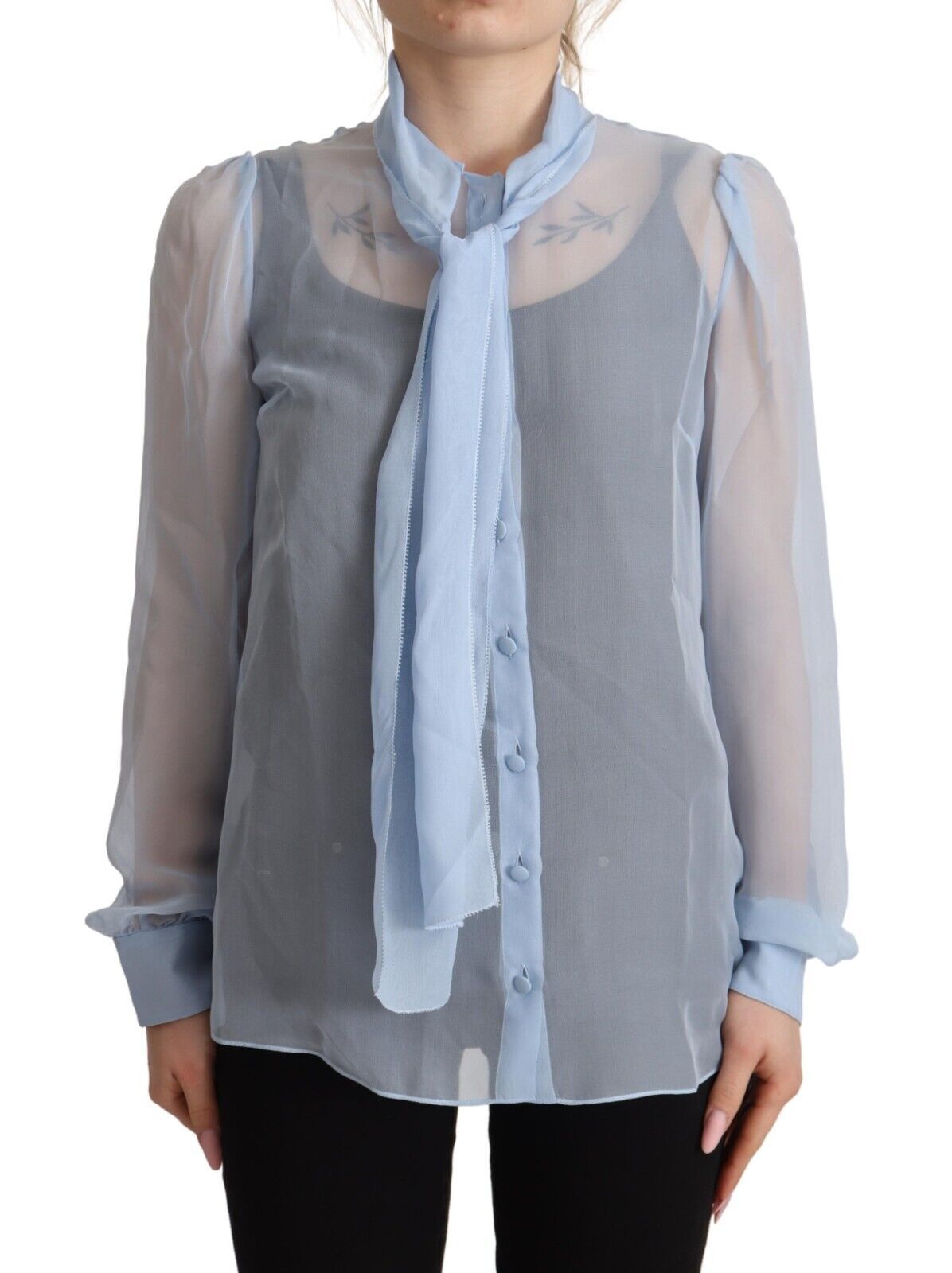  - Elegant Silk Ascot Collar Blouse