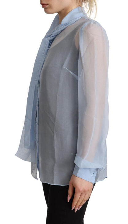  - Elegant Silk Ascot Collar Blouse