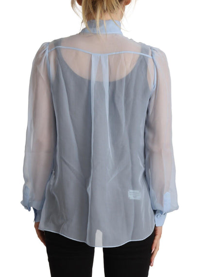  - Elegant Silk Ascot Collar Blouse