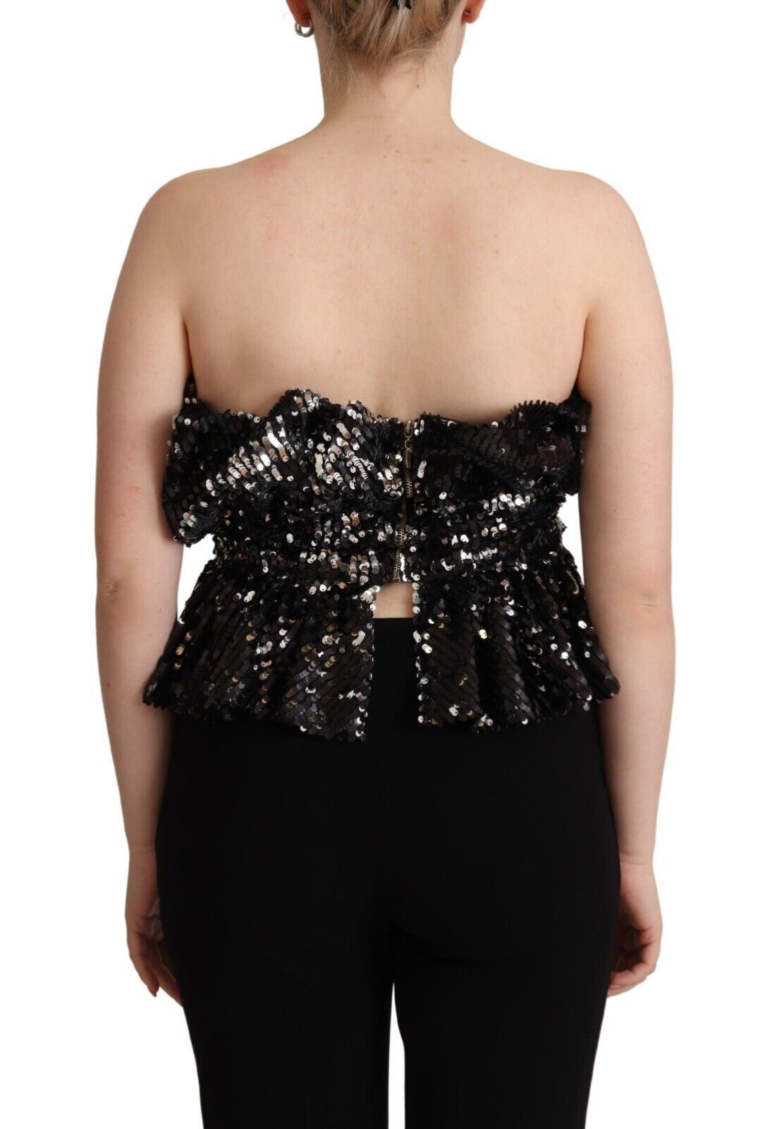 Strapless Black Sequined Top