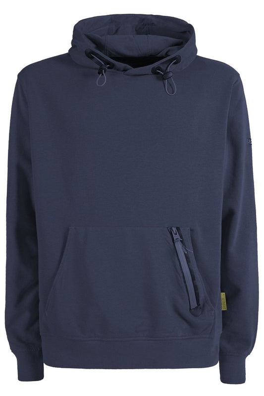 Blue Cotton Blend Hooded Sweatshirt with Front Pocket - The Luxe Alliance