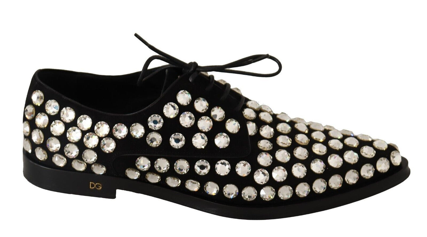  - Elegant Crystal-Embellished Lace-Up Flats