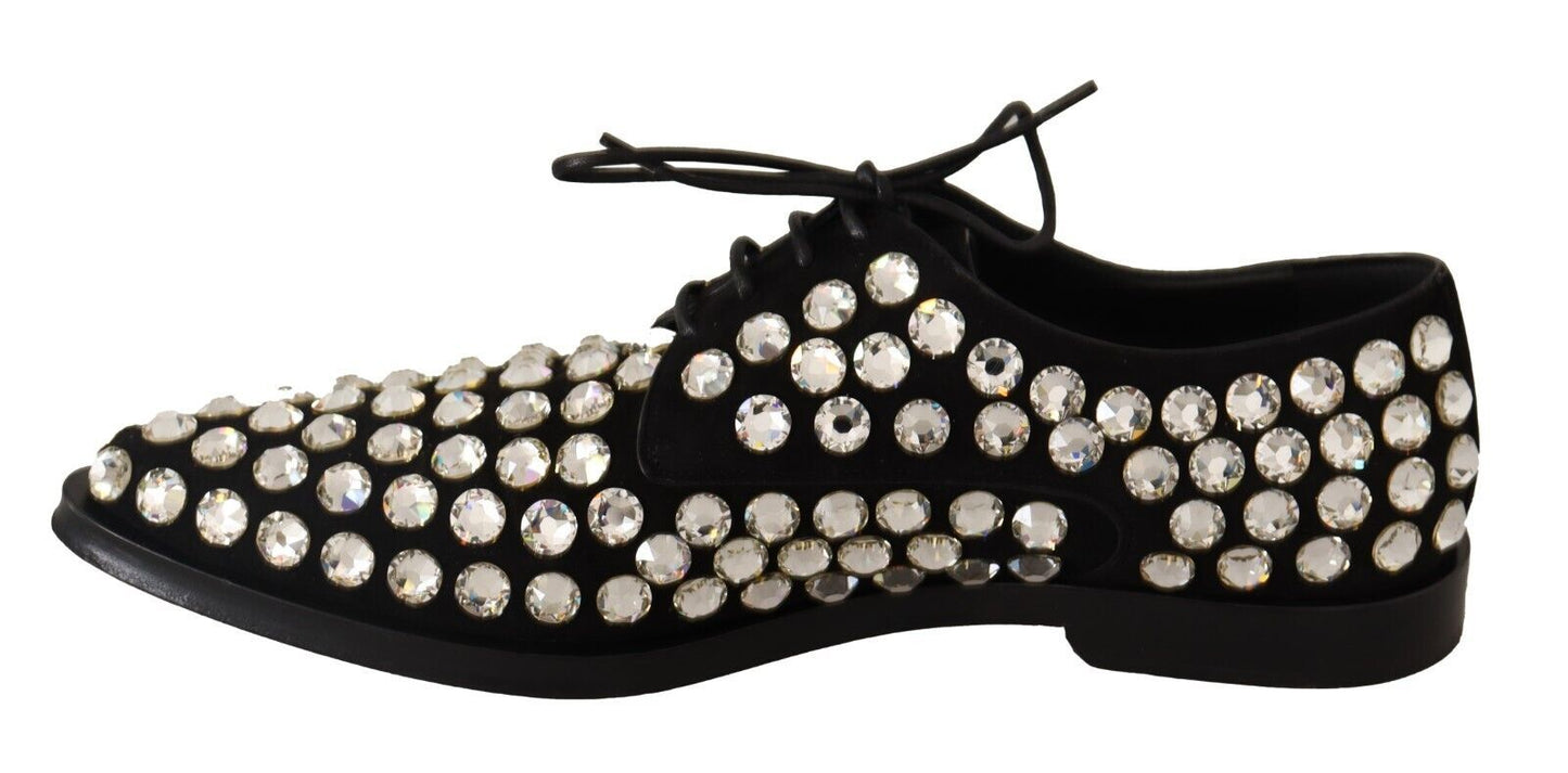  - Elegant Crystal-Embellished Lace-Up Flats