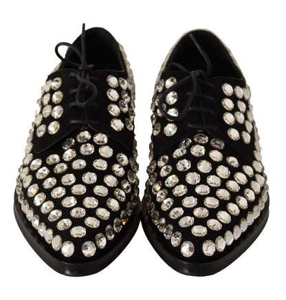  - Elegant Crystal-Embellished Lace-Up Flats