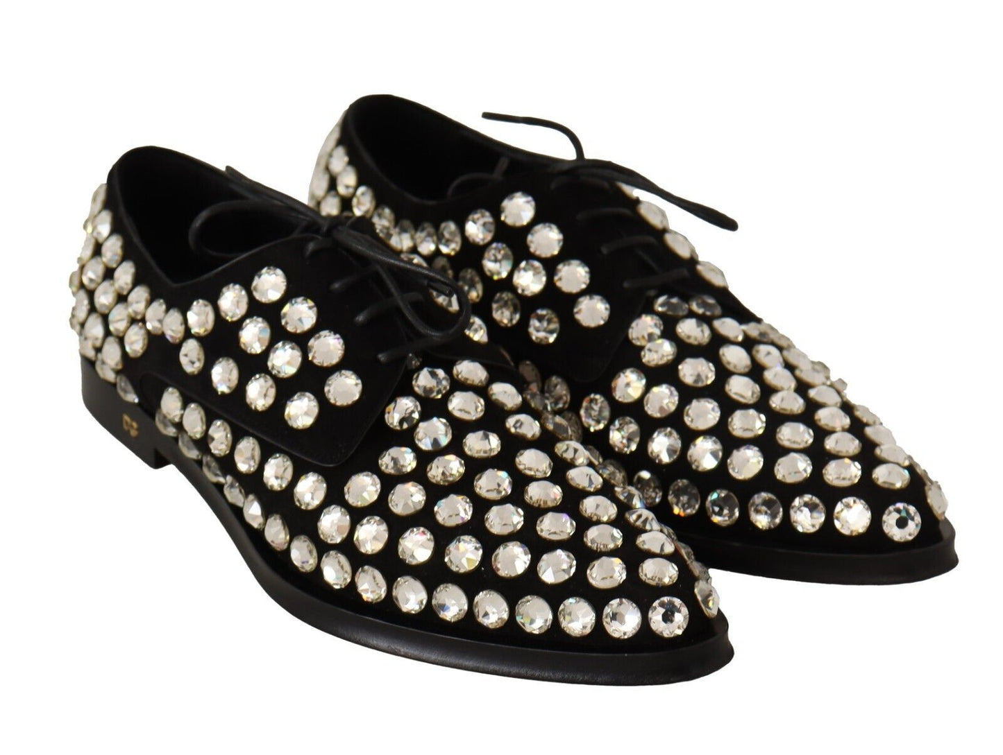  - Elegant Crystal-Embellished Lace-Up Flats