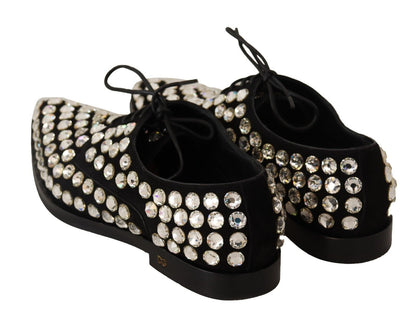  - Elegant Crystal-Embellished Lace-Up Flats