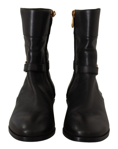  - Elegant Leather Biker Boots