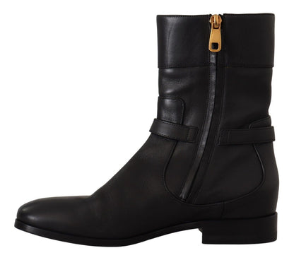  - Elegant Leather Biker Boots