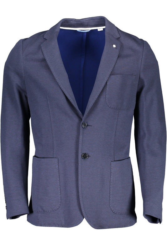  - Blue Cotton Men Jacket