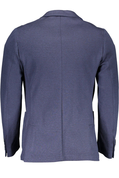  - Blue Cotton Men Jacket