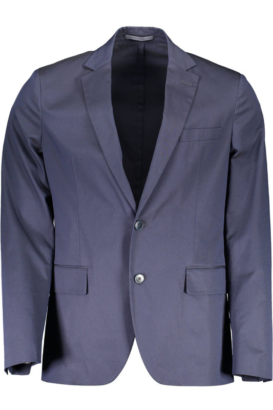  - Blue Cotton Men Jacket