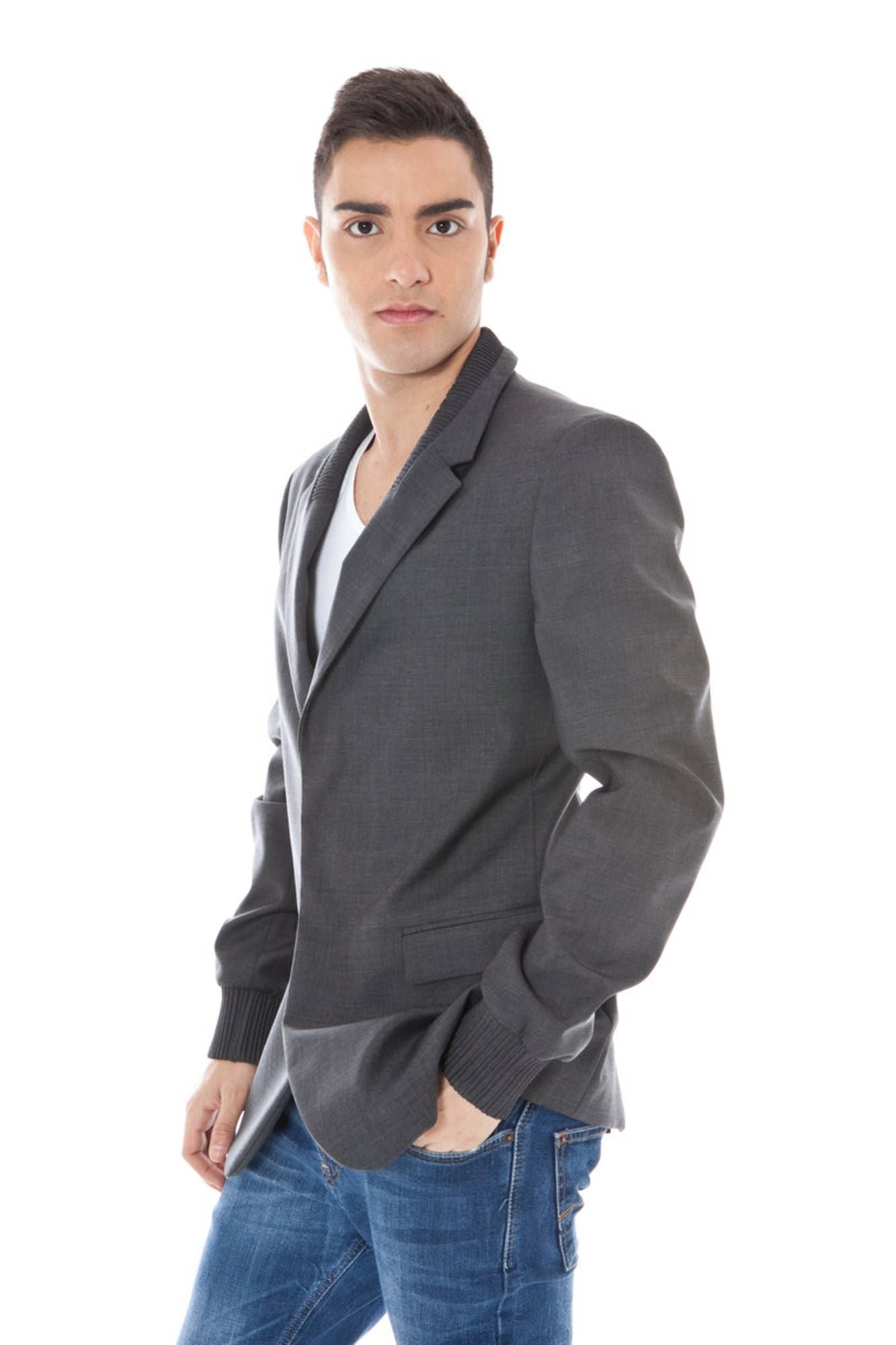 Gray Wool Men Jacket