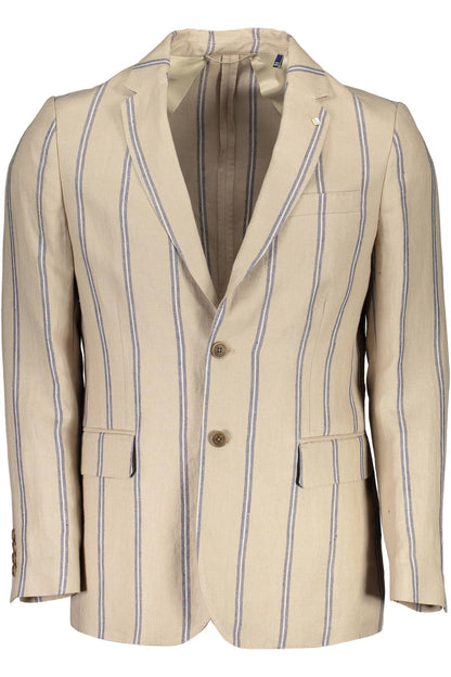  - Beige Linen Men Jacket