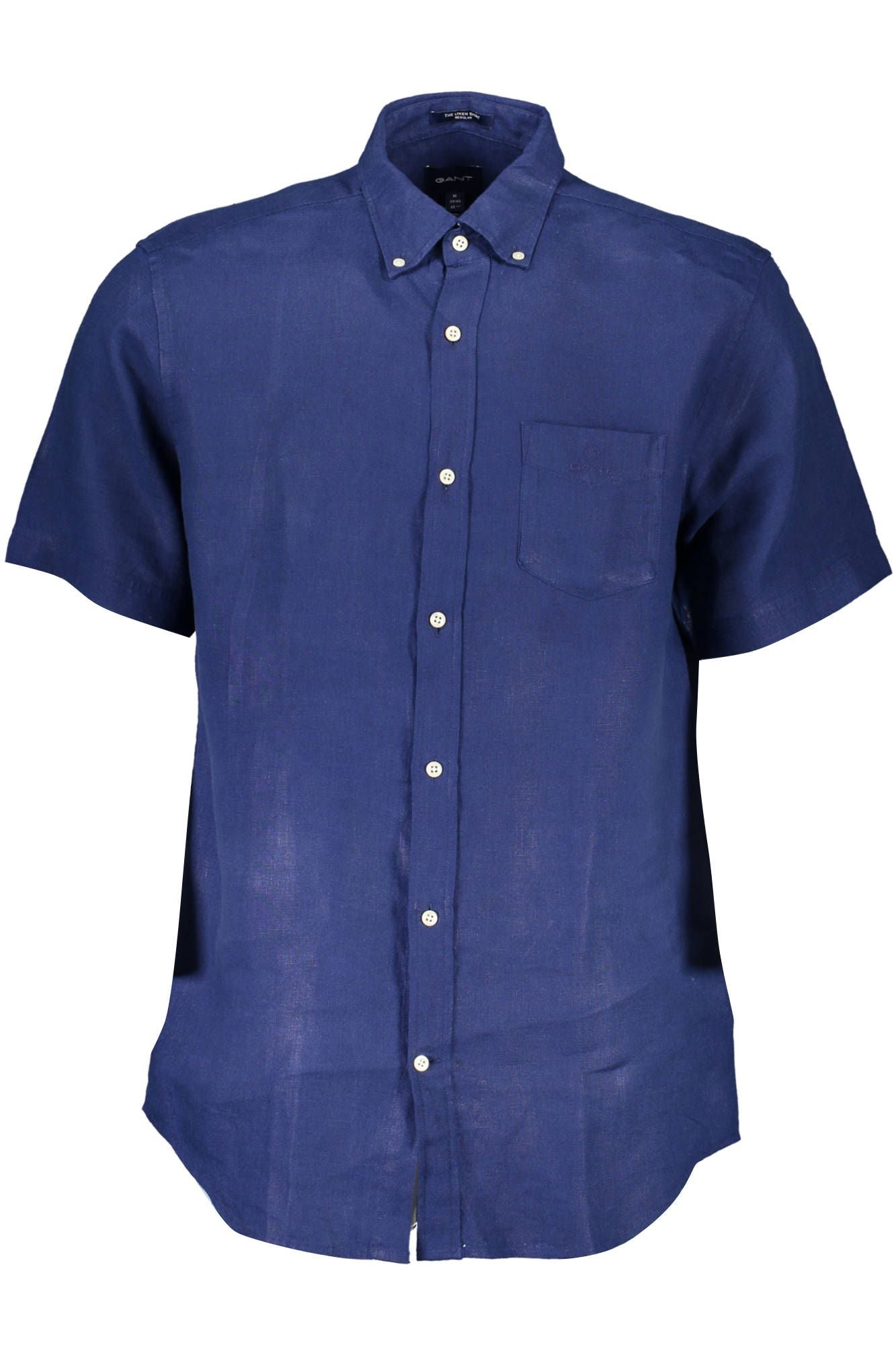  - Elegant Blue Linen Button-Down Shirt