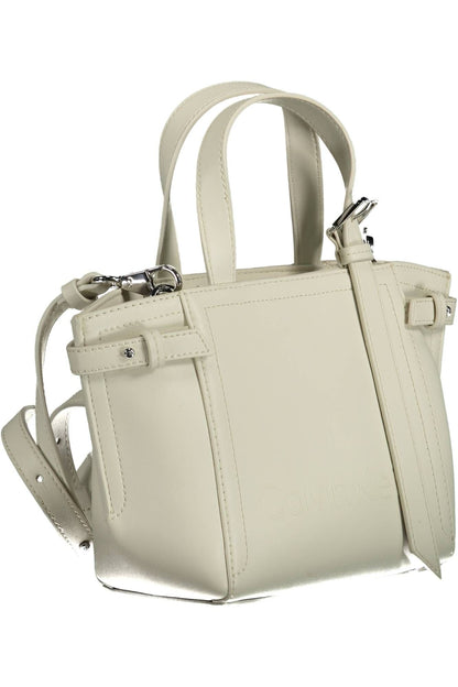  - White Polyester Women Handbag