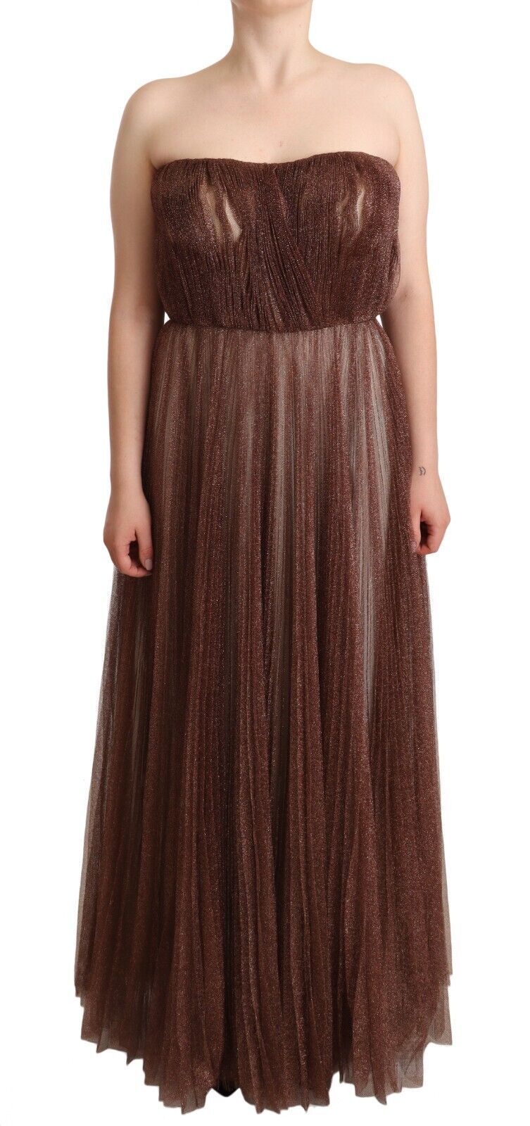  - Elegant Metallic Bronze Long Gown