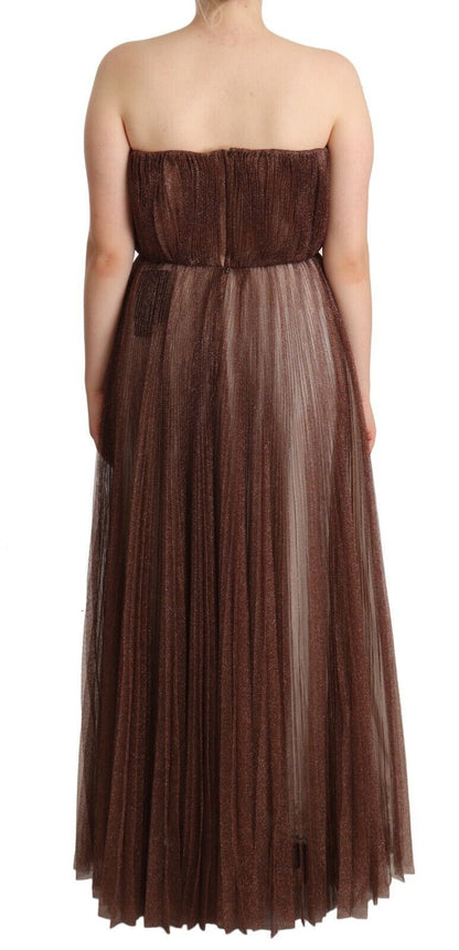  - Elegant Metallic Bronze Long Gown